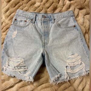 Levi's Light Blue Ripped Jean Shorts